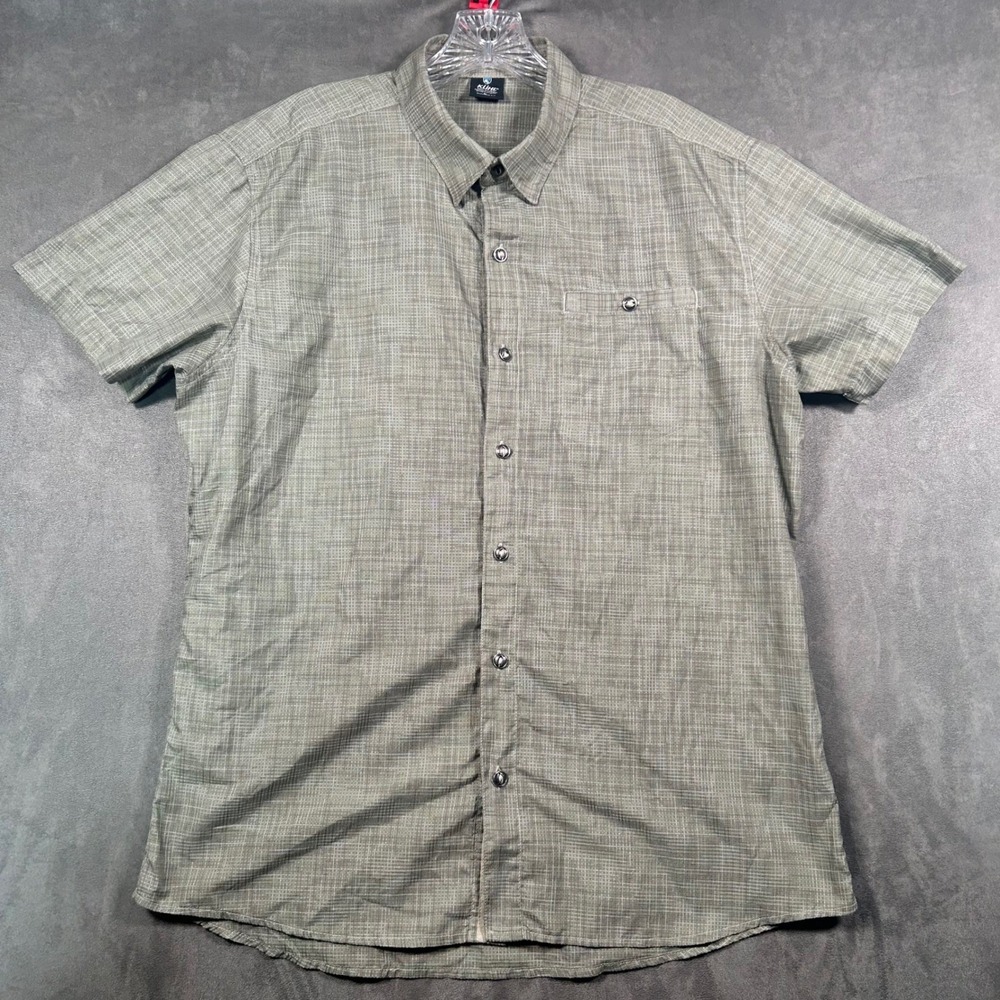 Kuhl Mens Tapered Fit Short Sleeve Button Down Shirt Green Large